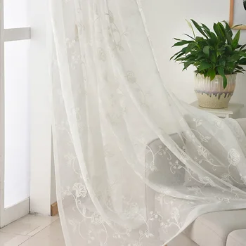Great Products White Embroidered Made To Measure Sheer Curtains Tulle ...