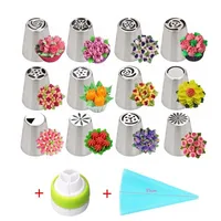 

14 PCS Russian Piping Tips Stainless Steel Cake Icing Nozzles Cake Decorating Tip Set Cupcake Flower Baking Tools Supplies Kit