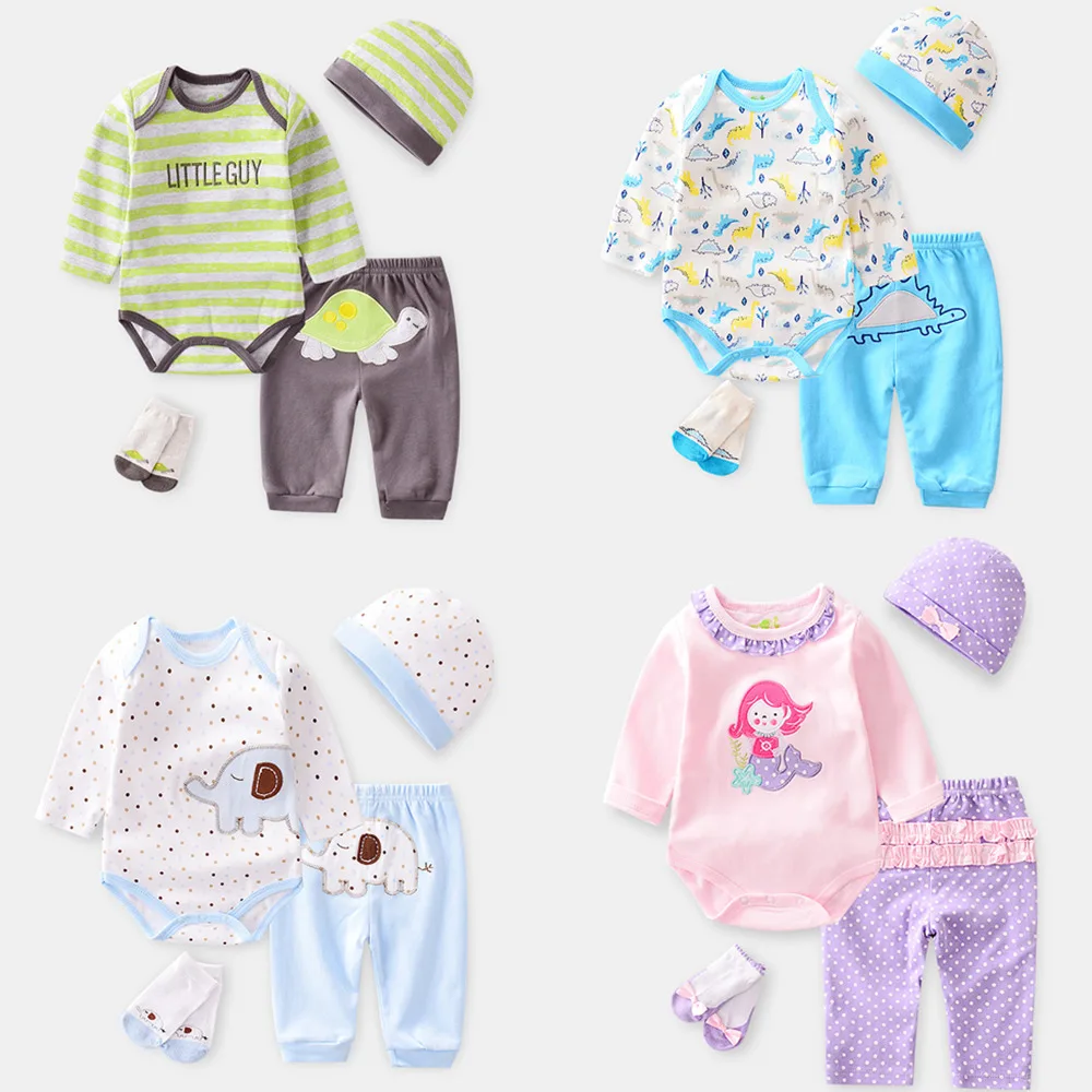 

Wholesale Cute Baby Clothing Set 4pcs hats romper socks pantsSummer-Autumn Children newborn Suits, 11 color options;as follows