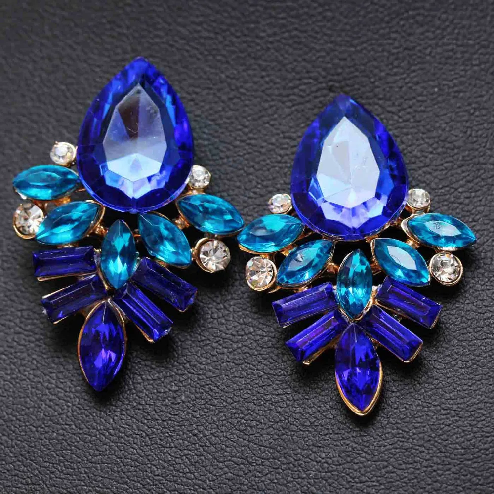 

2019 NEW Women Fashion Jewelry Style Blue/Black/Pink Earrings Handmade Rhinestone sweet stud crystal Dangle earrings for women, As shown