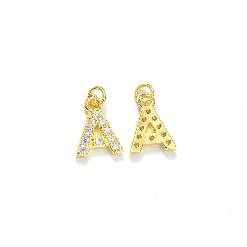 

Gold & Platinum Plated CZ Micro Pave Findings Letter A Pendant Charm Alphabet Letter Charms For Necklace Bracelet Jewelry Making, Silver color or golden color