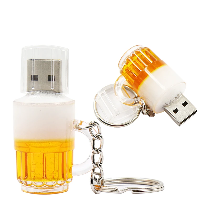 

Lovely Plastic Keychain Beer Mug Thumb Drive Usb Flash Drive 64GB