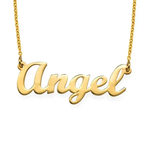 

Name Necklace Personalized Gold Plated Script Name Plate Necklace Cut Out Engraved Letters Necklace Customized, N/a
