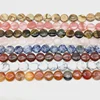 Natural Stone Beads Flat Round Coin Puff Bead String 38 cm/15 inch DIY Jewelry Making Supplies Carnelian Agate Tiger Eye etc