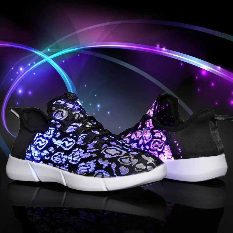 
Safety light up shoes for girls boys men women USB recharge glowing sneakers high quality led fiber optic shoes 