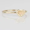 LOZRUNVE Thin Solid 925 Sterling Silver Gold Leaf Heart Shaped Ring Hammered