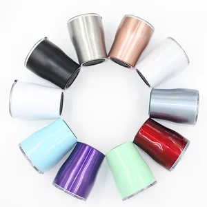Image of New style modern curve car mug 10 oz stainless steel insulated double wall children milk tumbler cups with lids and straw