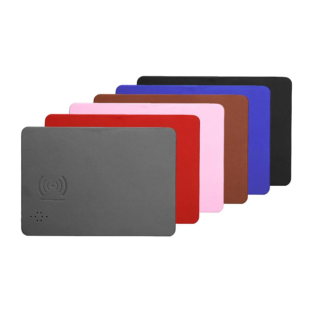 

Pu leather Wireless Charging mouse mat cellphone and laptop, Blue/brown/red/pink/black/gray