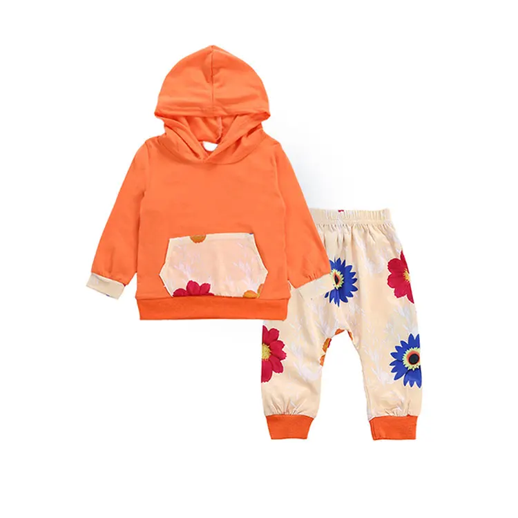 

Hot selling kids set hooded wholesale girls clothes