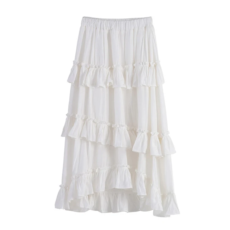 

New hot-selling designs high waist long ruffle skirt, Customzied color