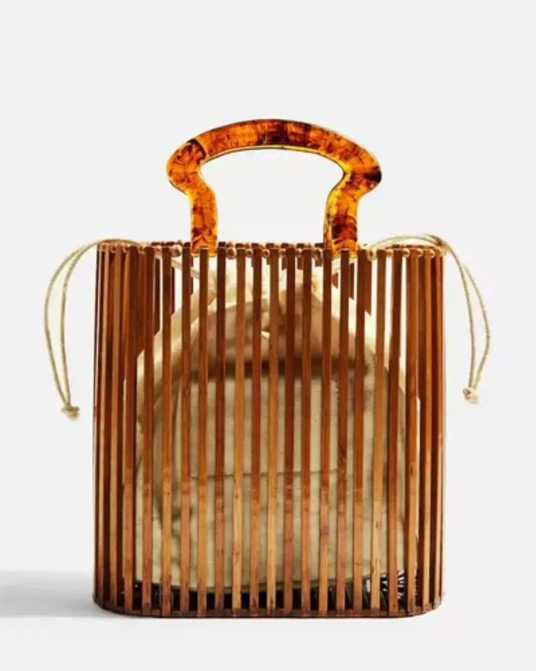 

Summer Bamboo Beach Bag Acrylic Handle Tote Womens Straw Tote Bag