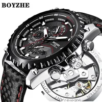 

BOYZHE Wholesales Leather Strap Calendar Chronograph Waterproof Men's Sport Wristwatch