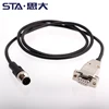 M12 5pin male A-code straight over-mold plug to DB9 metal assembly type with PVC or PUR cable