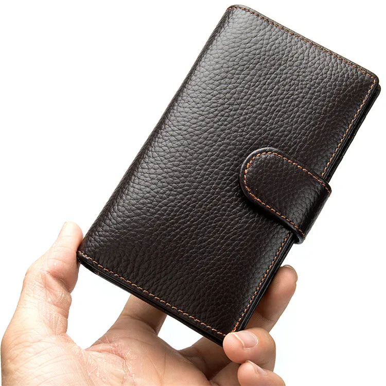 

Wholesale ODM OEM Low Moq 8593 Cowhide Leather Business Slim Card Wallet Holder, Coffee/black