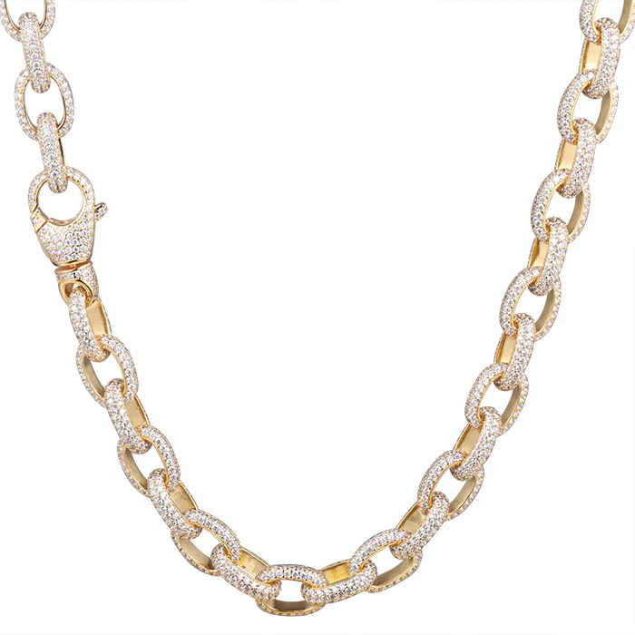 

Iced Out Chaine en Diamants Gold Plated Metal New Hip Hop Choker Chains Mens, 18k gold;rhodium;rose gold or black