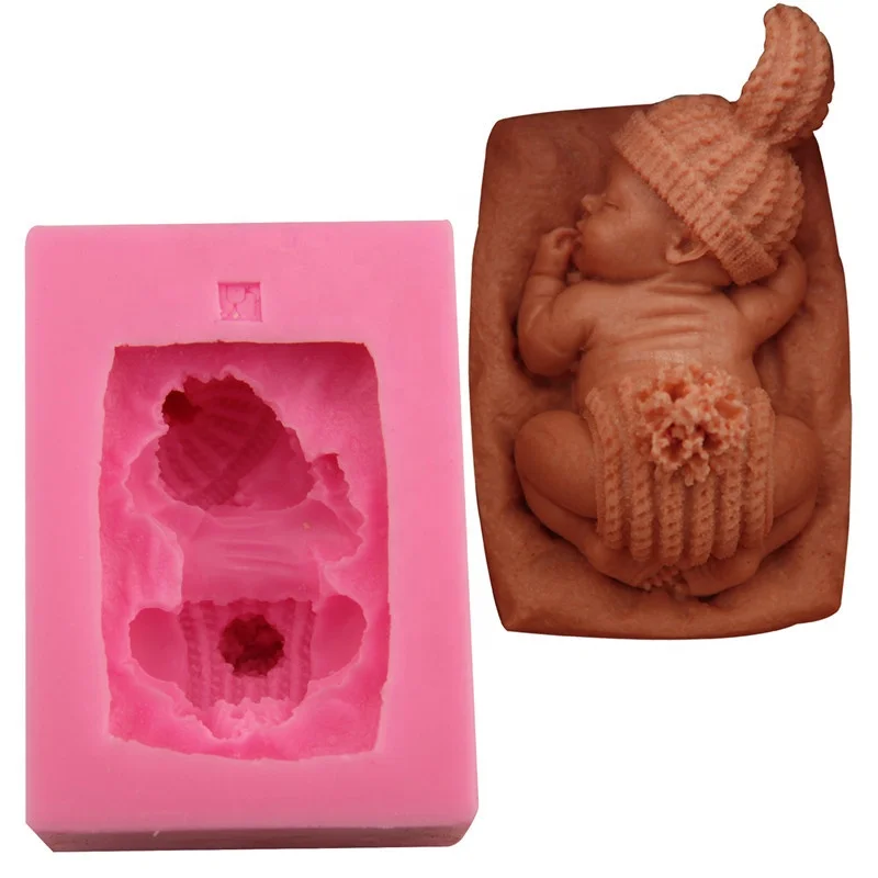 

DIY baking mould baby sleeping shape 3D cake silicone mold fondant, Random