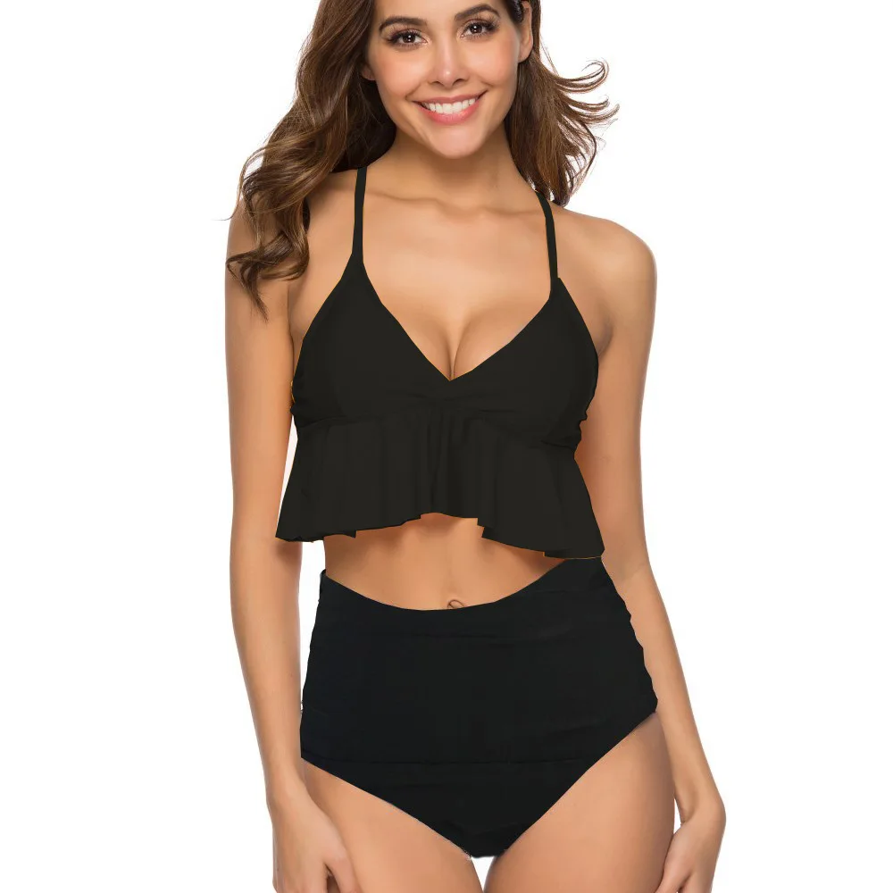 

Ruffle High Waist Bikini Sets With Print For Women Beachwear, Multi colors