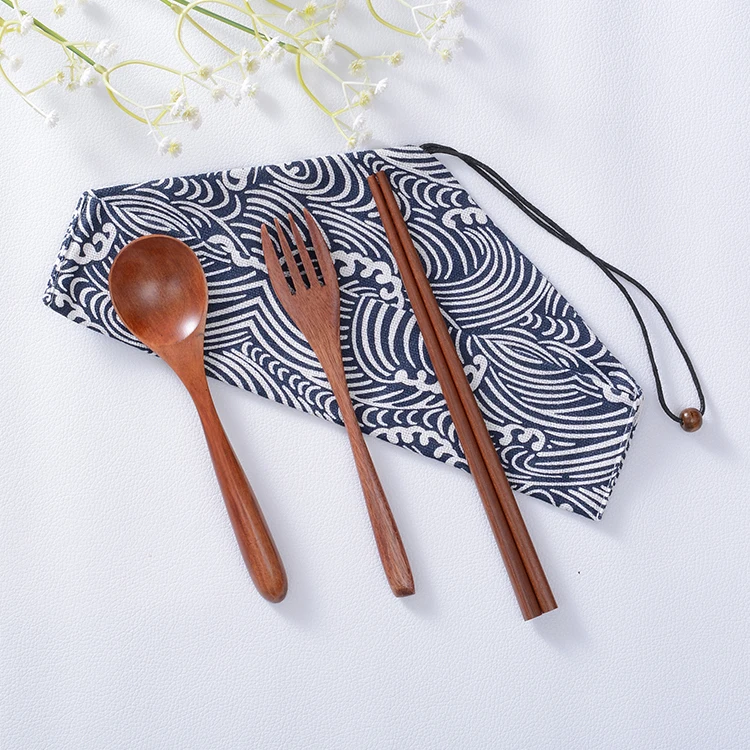 

wooden Utensils - Cutlery Set For Gifts, Travel, Outdoor Camping, Office lunch box case, Natural