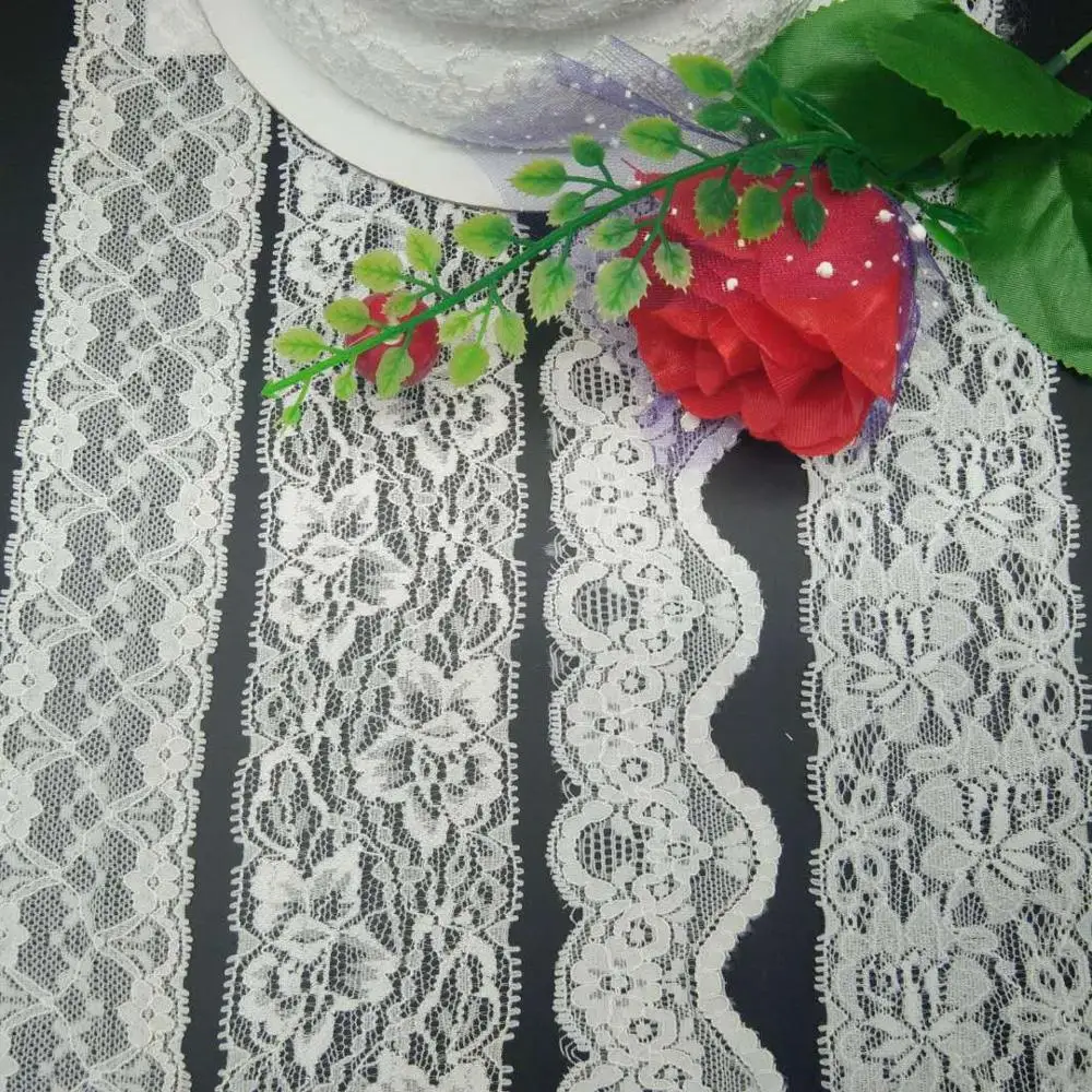 

50mm Water Soluble Soft Romantic Stretch African lace trim gathered Alencon Fabric for Fancy bridal wedding dress, Any color