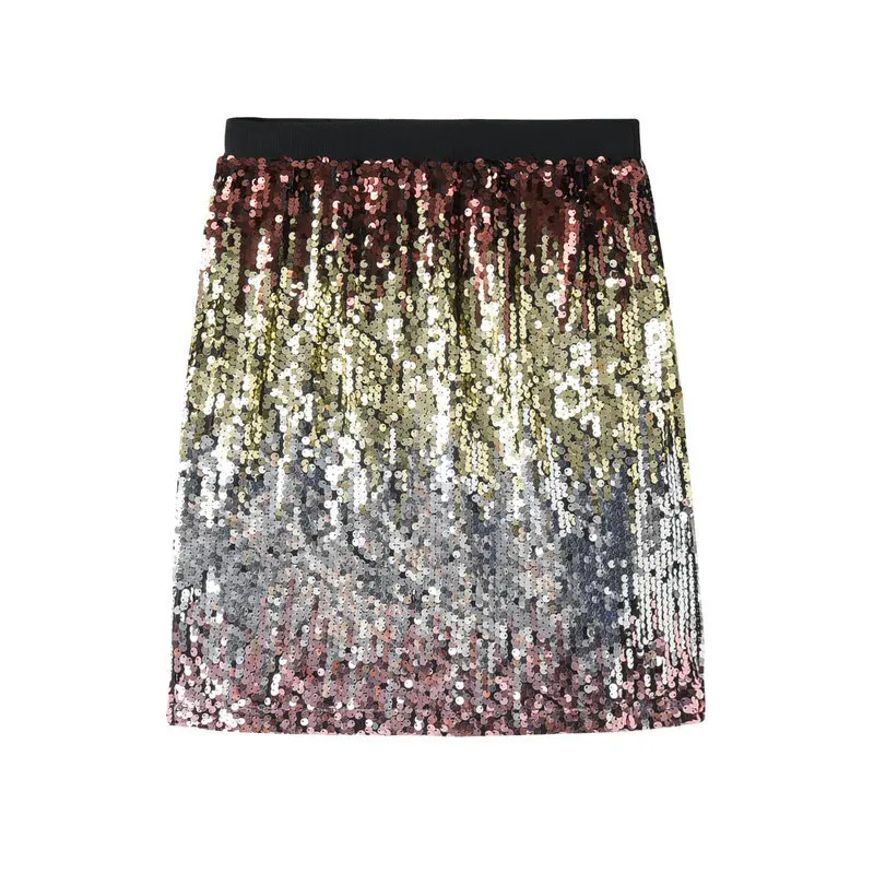 

2019 summer new color sequins high waist hip short skirt women BSQ075