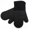 Meita Home Silicone oven mitts and pot holder cotton fill and soft lining easy clean FDA standard for BBQ pair Black