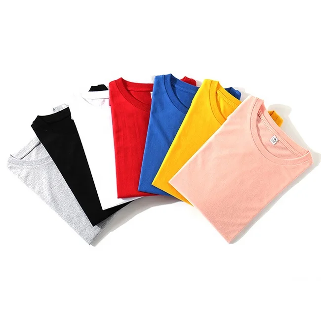 High quality o-neck blank plain 7 colors custom logo advertising 200g loose shoulder T-shirt