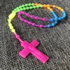rainbow color silicone rosary,religious rosary, colored cheap necklace