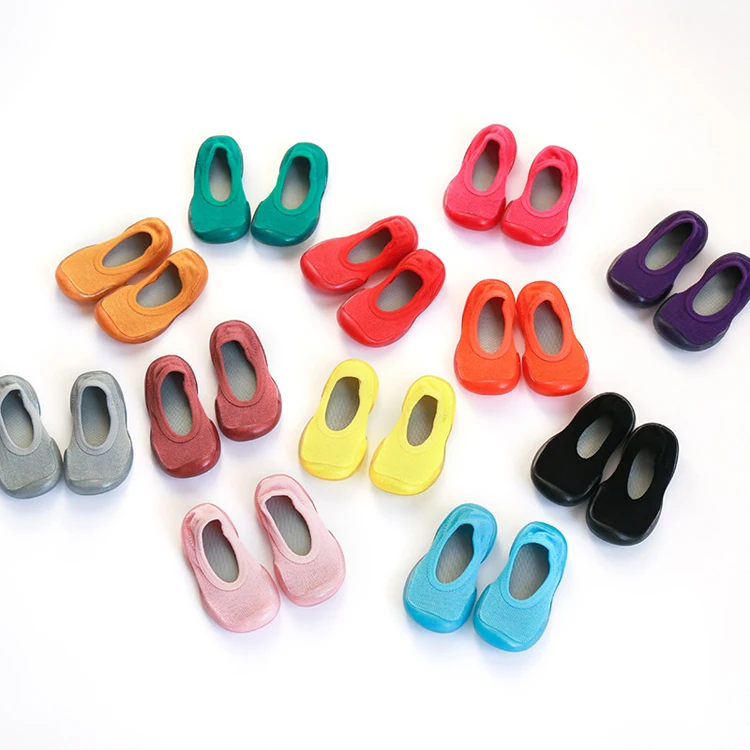 Wholesale Custom Combed Cotton Summer Cute Walking Anti Slip Rubber Sole Baby Shoe Socks Colorful Soft Toddler Floor Shoe Socks
