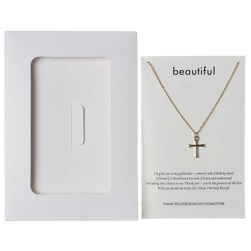 

gift wholesale fashion godmother theme beautiful women necklace cross wish card necklace, Picture