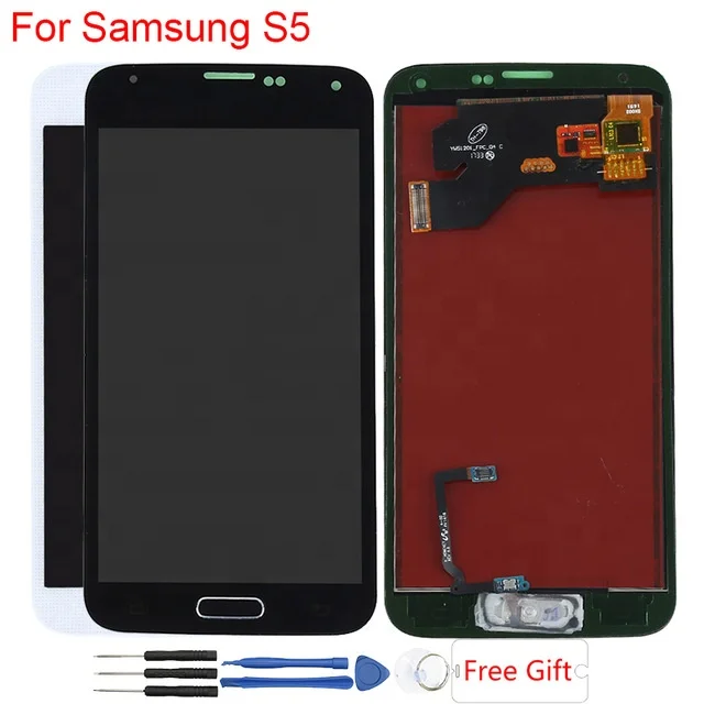 

Wholesale LCD Display For Samsung Galaxy S5 LCD Display Touch Screen Assembly With Home Button SM G900F G900A G900H Display, Black;white