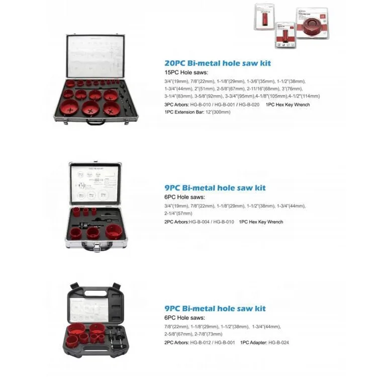 
Aluminum Cast Iron Brass Cutting 17pcs Bimetal hole saw blades set 