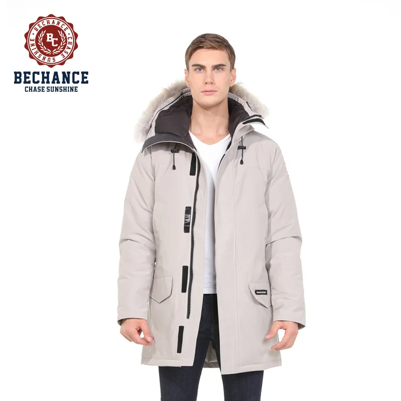 

men canada style down overcoat with fur hooded down jacket