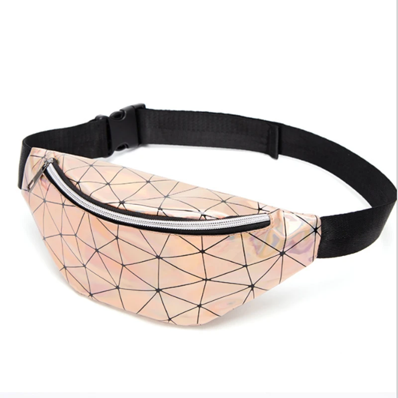 

Factory Hot Selling Travel Fashion Custom LOGO Waterproof PU Leather Luminous Geometrical Fanny Pack Waist Bag