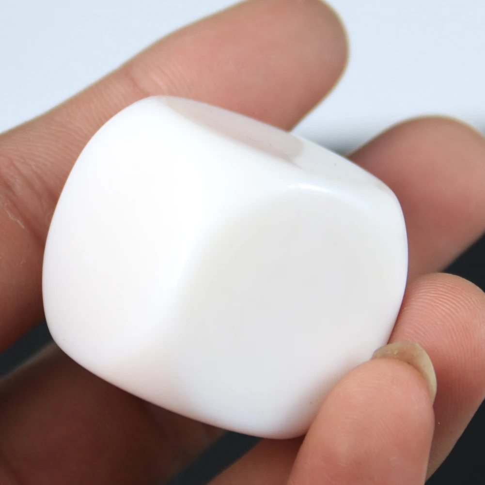 

Blank Opaque 10-30mm D6 Dice Slightly Corners White Acrylic PP Plastic DIY Craft Gambling Accessories