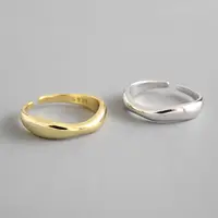 

Minimalist irregular wavy gold-plated women's 925 silver ring FSR354 free shipping