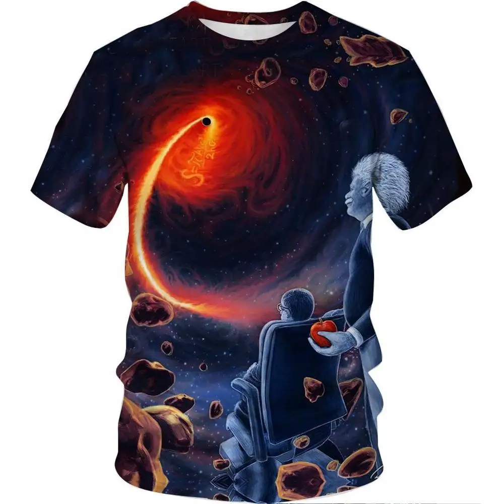 

2019 fashion 3d print galaxy hole women black t-shirt