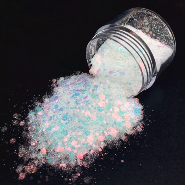

Can be make illusion chunky glitter set and opal glitter flakes
