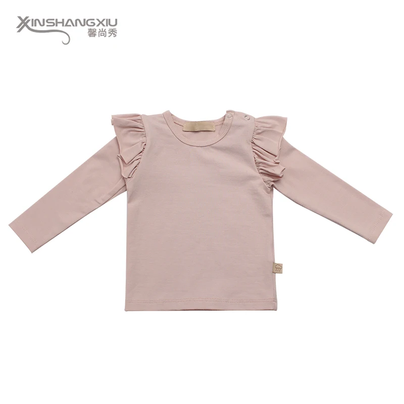 
Spring and Autumn kid clothing long sleeve t shirt for girls 100% cotton with lace collar Baby girl clothes 