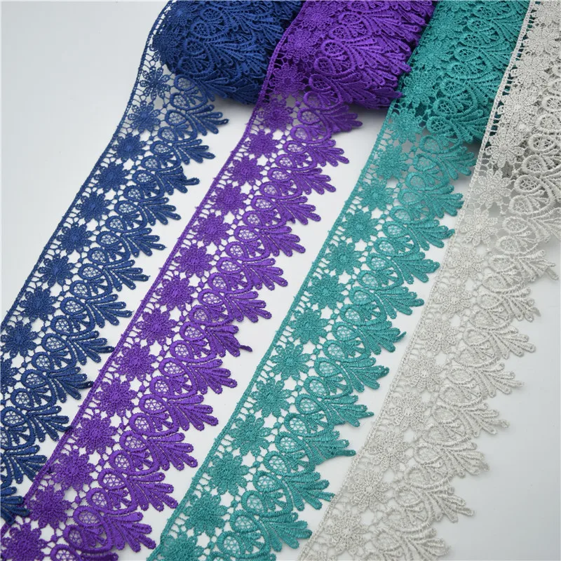 

Hot sale venice lace trims trim tulle many colors in stock 8cm wide, White, can be customized