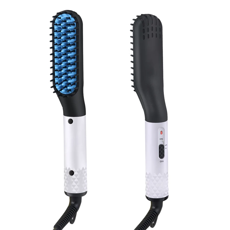 

2019 Quick Styling Beard Straightener Brush Ceramic Beard straightening Comb Faster Heating Electric Hair Brush Men Styler, Black