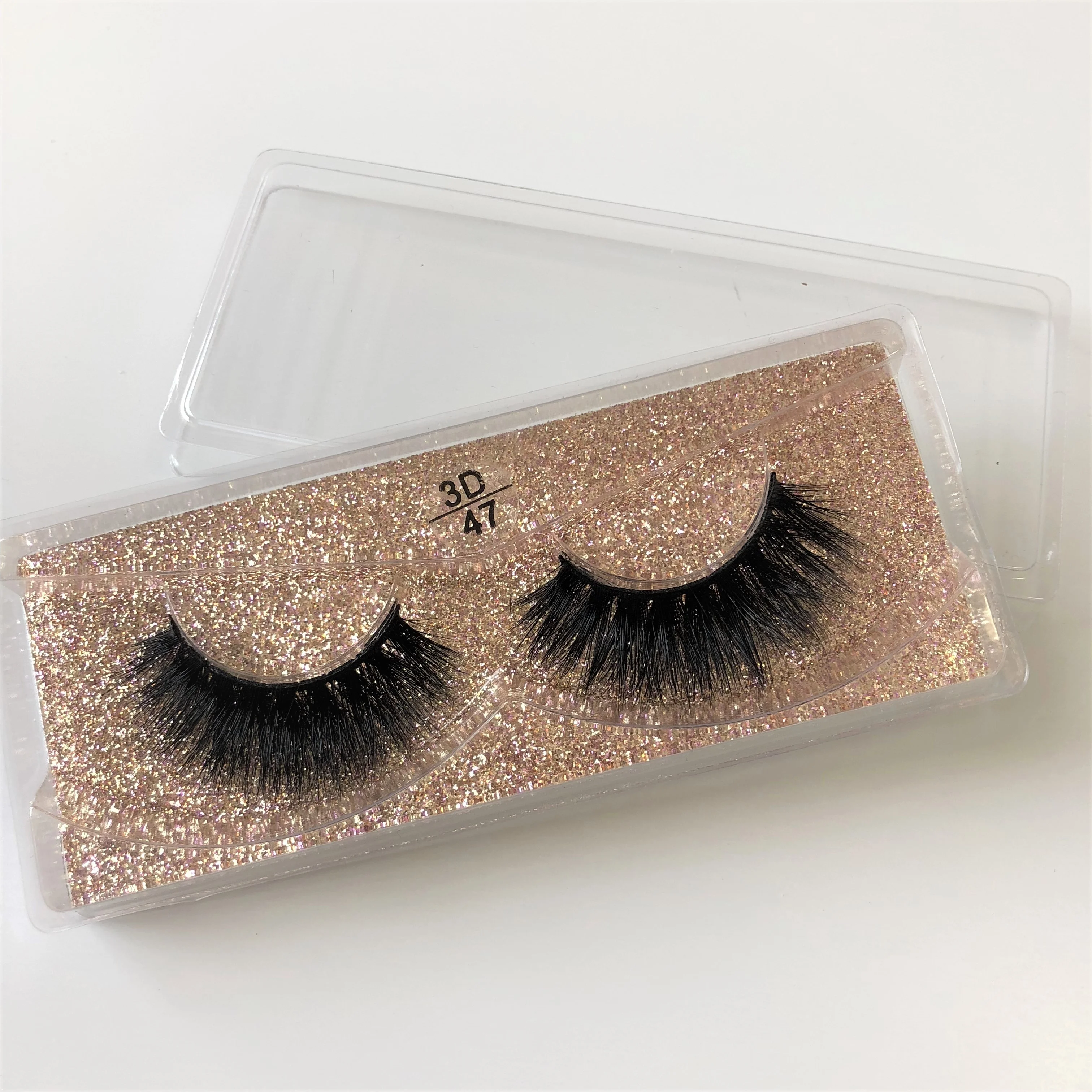 

Wholesale mink eyelash custom label 100% mink fur eyelashes 3d Thick lashes with free Rose gold Lash box, Black