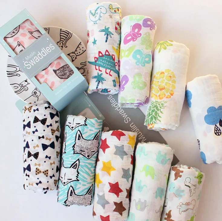 

Lovely Floral Print Knitted Cotton Newborn Baby Swaddle Wrap Blankets Sets
