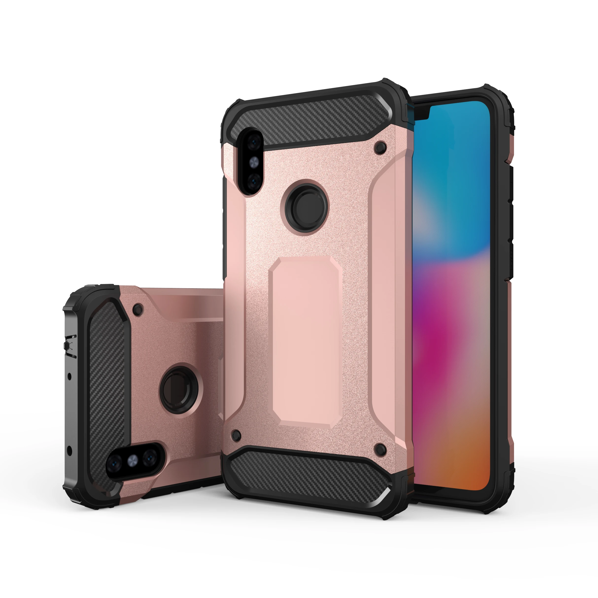 

Hot selling Various colors hybrid cover phone case for xiaomi redmi note 5 6 7, Black/grey/dark blue/white/silver/gold/red/pink/mint green/rosegold/