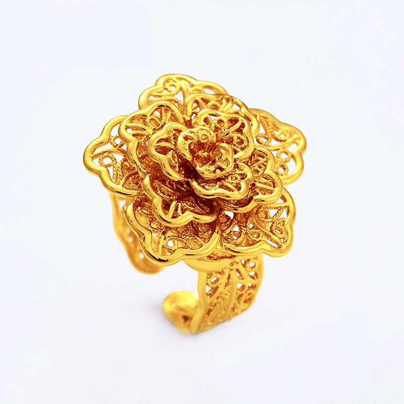 

xuping fashionable jewelry dubai beautiful rose shape gold rings designs for women