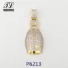 China Guangzhou Supplier Real 925 Sterling Silver Rose Square Shape Mold Key Shape Zircon Necklaces Crystal Pendants