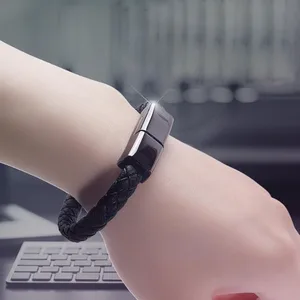 Braided Leather USB Mobile Phone Charger Bracelet