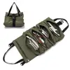 Super Roll Up Tool Bag Wrench Roll Pouch Waxed Canvas Tool Organizer Bucket Car First Aid Kit Wrap Roll Storage Case