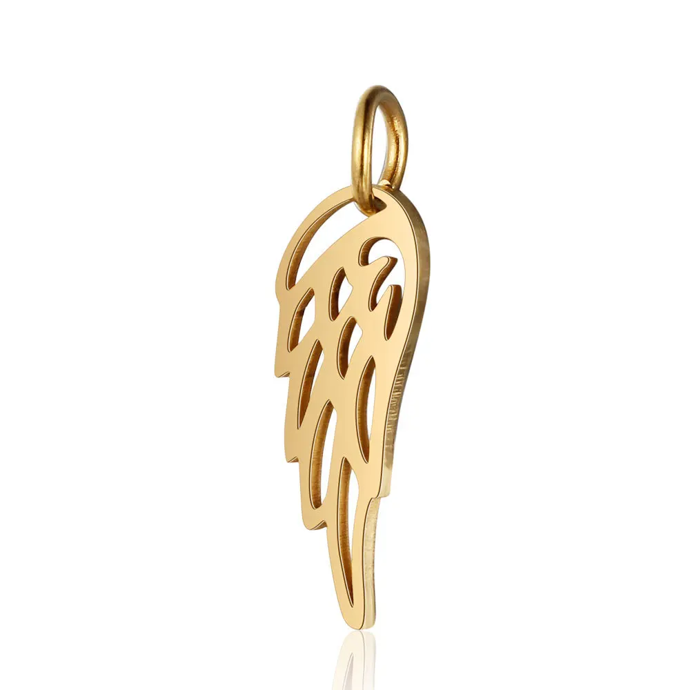 

Jewelry Accessories For Bracelet Stainless Steel Metal Gold Plated Hollow Angel Wing Pendant Charm, Gold,silver,rose gold