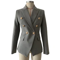 

Women's solid long sleeves double breasted blazer ladies coat jacket