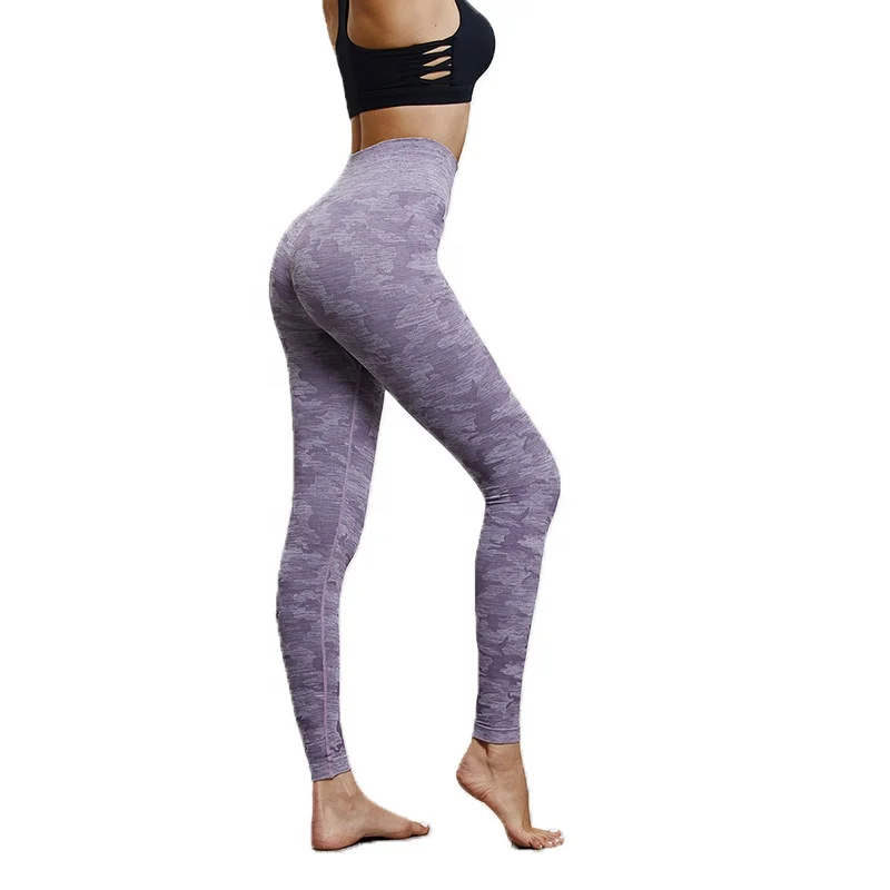 

Ptsports wholesale violet camo yoga pants camouflage seamless legging seamless yoga wear leggings, Black;green;purple